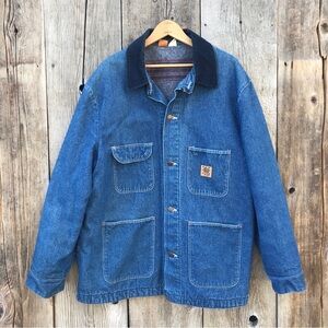 Vintage Big Ben Wrangler Denim Chore Coat Blanket Lined Size 46 Sequin Applique